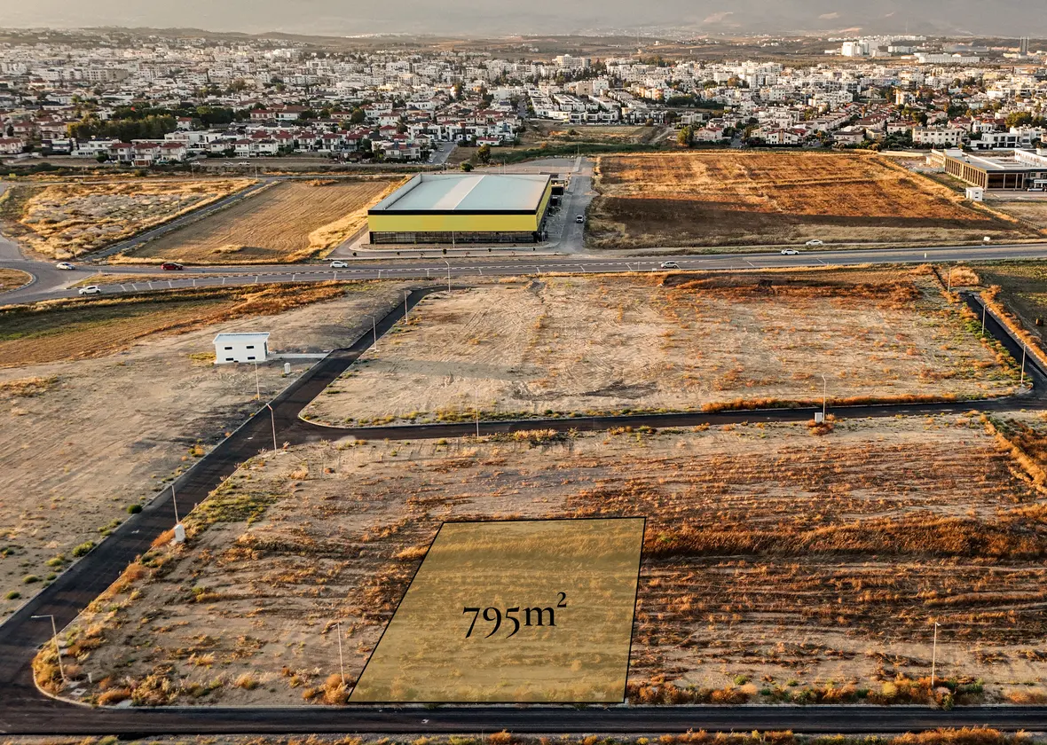 Aerial view of Parcel II, commercial plot at Metehan, Nicosia